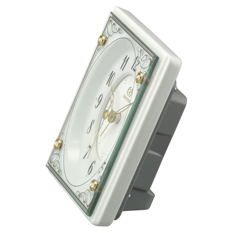 RHYTHM リズム 有田焼磁器枠　欧風の繊細な装飾柄　凝縮感のある小振りな置き時計　4SE564HG03