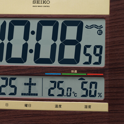 seiko セイコー 電波 デジタルクロック 置き時計 掛け時計 温度 湿度 快適な機能を装備