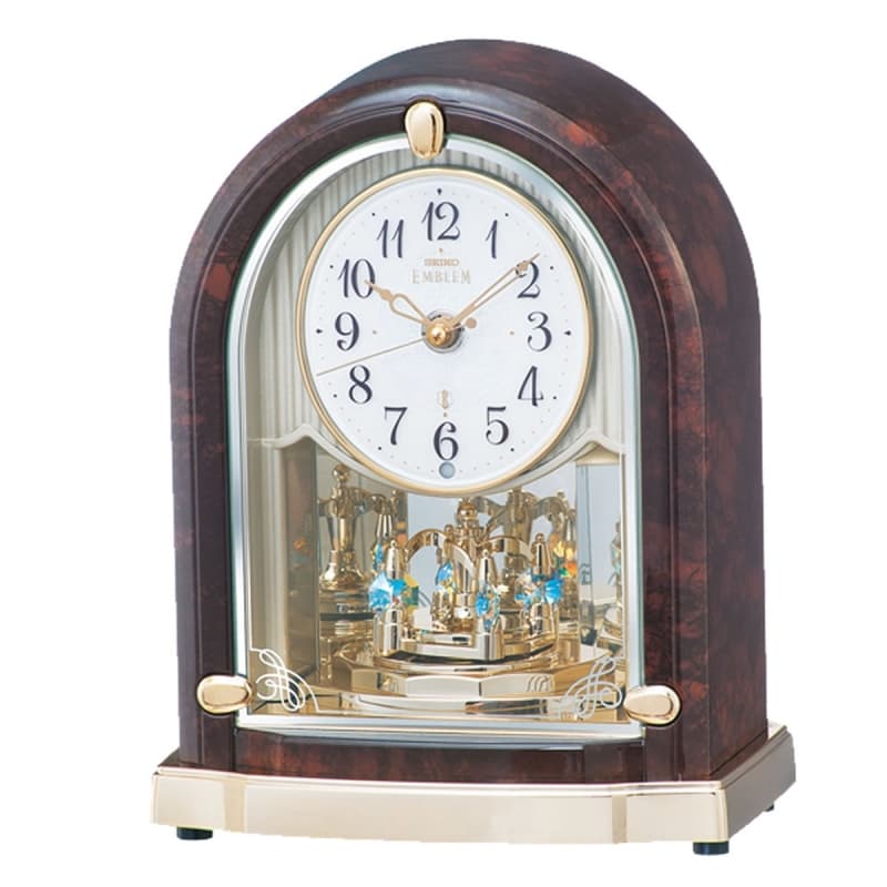 SEIKO EMBLEM（セイコー エムブレム）回転飾り付 電波アミューズ置き時計　hw591b　濃茶