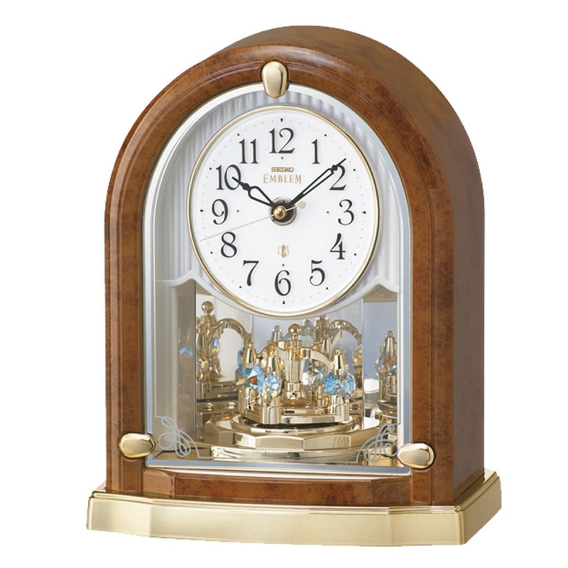 SEIKO EMBLEM（セイコー エムブレム）回転飾り付 電波置き時計　HW592B　茶