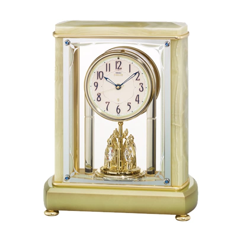 SEIKO EMBLEM（セイコー エムブレム）回転飾り付 電波アミューズ置き時計 オニキス・クロック　HW597M
