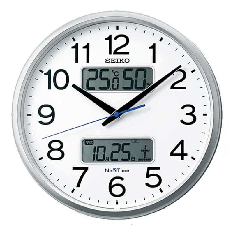 SEIKO セイコー ネクスタイム(液晶表示付)  電波掛け時計　ZS250S　35cm