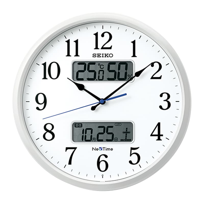 SEIKO セイコー ネクスタイム(液晶表示付)  電波掛け時計　ZS250W　35cm