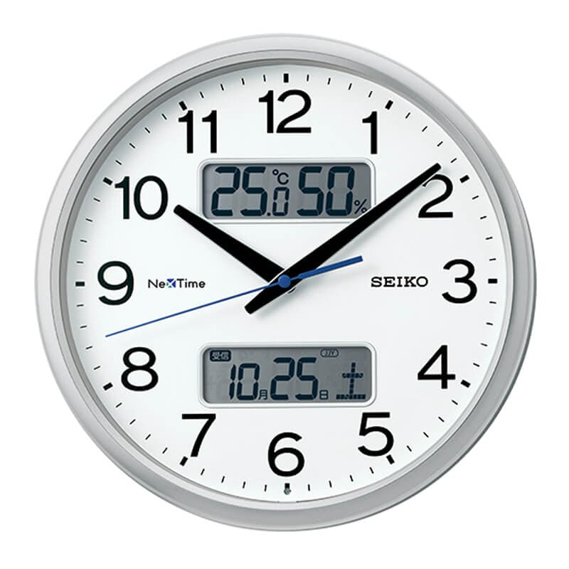 SEIKO セイコー ネクスタイム(液晶表示付)  電波掛け時計　ZS251S